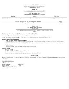 Form Sd Specialized Disclosure Report