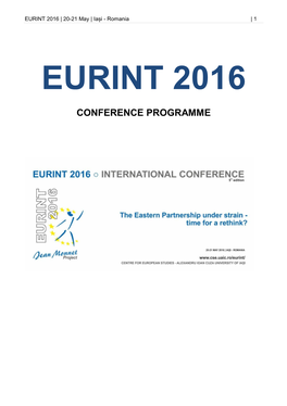 EURINT 2016 | 20-21 May | Iași - Romania | 1