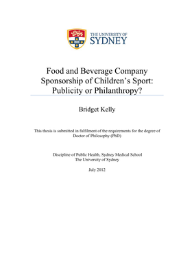 Food and Beverage Company Sponsorship of Children's