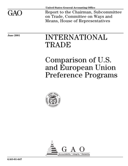 GAO-01-647 International Trade: Comparison of U.S. and European