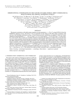 First Cosmological Results from the Essence Supernova Survey W