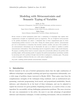 Modeling with Metaconstraints and Semantic Typing of Variables