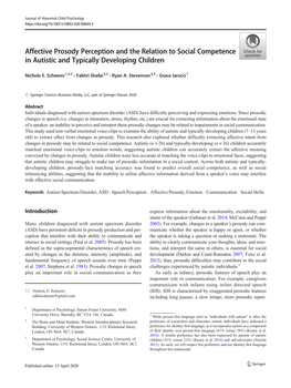 Affective Prosody Perception and the Relation to Social Competence in Autistic and Typically Developing Children