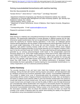 Solving Musculoskeletal Biomechanics with Machine Learning