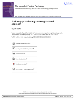 Positive Psychotherapy: a Strength-Based Approach