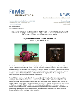 Disguise: Masks and Global African Art October 18, 2015–March 13, 2015