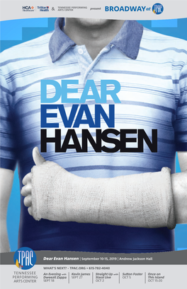 Dear Evan Hansen | September 10-15, 2019 | Andrew Jackson Hall