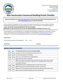 New Construction Commercial Building Permit Checklist