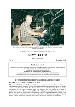 NEWSLETTER ISSN 1443-4962 No