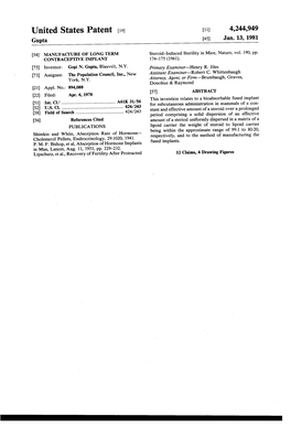 United States Patent (19) 11 4,244,949 Gupta 45) Jan