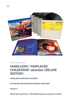 "MISPLACED CHILDHOOD" Udsendes I DELUXE EDITION !