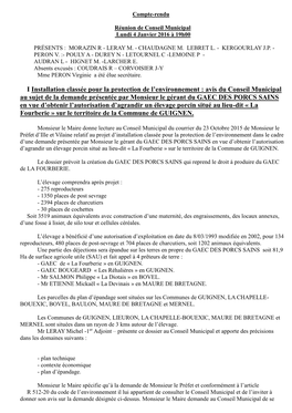 Avis Du Conseil Municipal Au Sujet De La Demande Présentée P