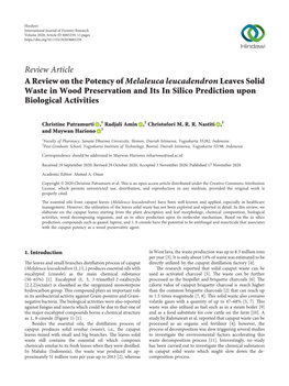 A Review on the Potency of Melaleuca Leucadendron Leaves Solid Waste in Wood Preservation and Its in Silico Prediction Upon Biological Activities