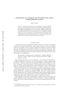 Estimation of Climbing Route Difficulty Using Whole-History Rating