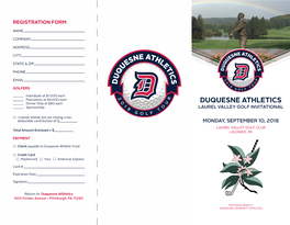 DUQUESNE ATHLETICS ______Sponsorship LAUREL VALLEY GOLF INVITATIONAL