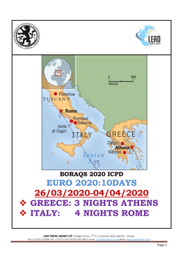 26/03/2020-04/04/2020 Greece: 3 Nights Athens Italy