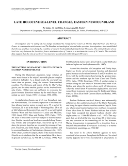 Late Holocene Sea-Level Changes, Eastern Newfoundland