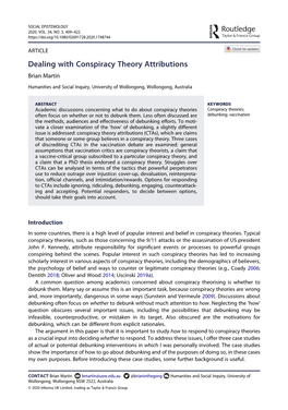 Dealing with Conspiracy Theory Attributions Brian Martin