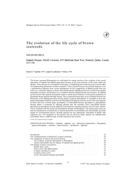 The Evolution of the Life Cycle of Brown Seaweeds