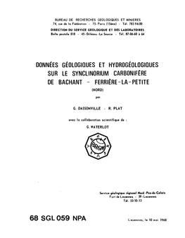 Données Géologiques Et Hydrogeologiques Sur Le Synclinorium Carbonifère