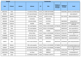 Nom Prénom Adresse Adresse CP Ville Téléphone Domicile Principal