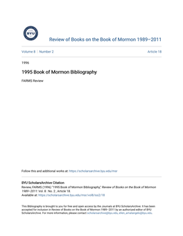 1995 Book of Mormon Bibliography