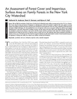 An Assessment of Forest Cover and Impervious Surface Area on Family Forests in the New York City Watershed