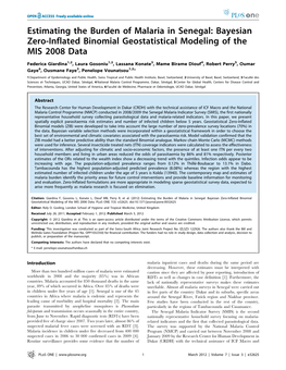 Estimating the Burden of Malaria in Senegal: Bayesian Zero-Inflated Binomial Geostatistical Modeling of the MIS 2008 Data