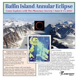 Baffin Island Annular Eclipse Come Explore with the Planetary Society! June 6-11, 2021