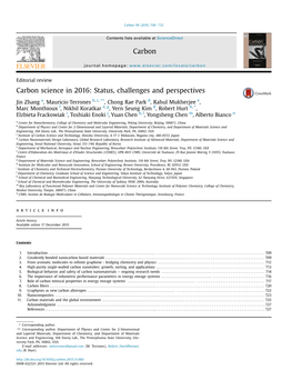 Carbon Science in 2016: Status, Challenges and Perspectives