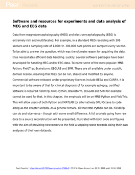 Software and Resources for Experiments and Data Analysis of MEG and EEG Data