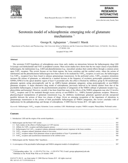 Serotonin Model of Schizophrenia: Emerging Role of Glutamate Mechanisms 1