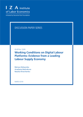 Working Conditions on Digital Labour Platforms: Evidence from a Leading Labour Supply Economy