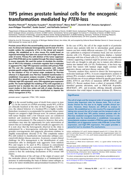 TIP5 Primes Prostate Luminal Cells for the Oncogenic Transformation Mediated by PTEN-Loss