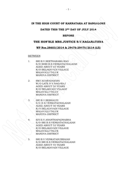 The Hon'ble Mrs.Justice B.V.Nagarathna