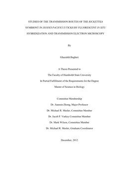 Studies of the Transmission Routes of the Rickettsia