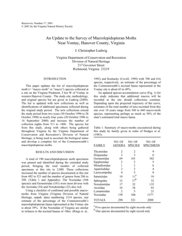 A Survey of Macrolepidopterous Moths