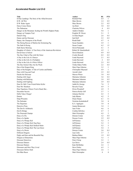 Accelerated Reader List D-G