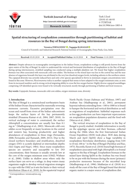 Spatial Structuring of Zooplankton Communities Through Partitioning of Habitat and Resources in the Bay of Bengal During Spring Intermonsoon