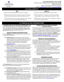 F1 TRAVEL & VISA INFORMATION I-20 Dos & DON'ts