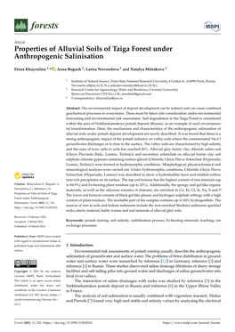 Properties of Alluvial Soils of Taiga Forest Under Anthropogenic Salinisation