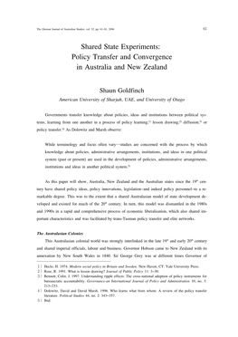 Shared State Experiments: Policy Transfer and Convergence in Australia and New Zealand