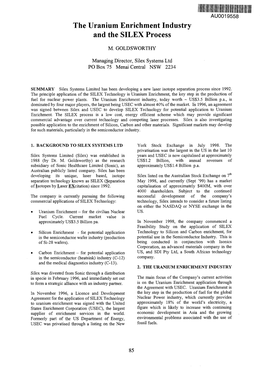 The Uranium Enrichment Industry and the SILEX Process