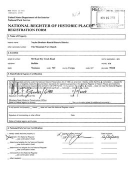 National Register of Historic Place S^ 11 Registration Form