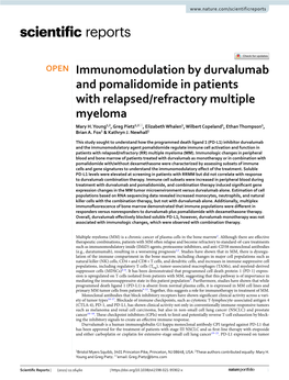 Immunomodulation by Durvalumab and Pomalidomide in Patients with Relapsed/Refractory Multiple Myeloma Mary H