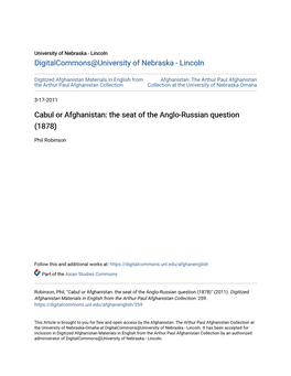 Cabul Or Afghanistan: the Seat of the Anglo-Russian Question (1878)