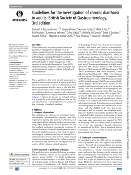 Guidelines for the Investigation of Chronic Diarrhoea in Adults: British Society of Gastroenterology, 3Rd Edition