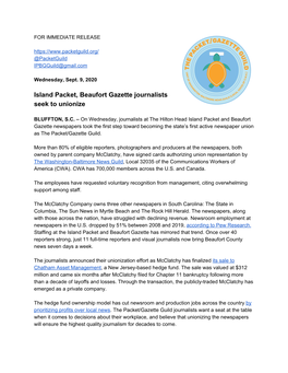 Island Packet, Beaufort Gazette Journalists Seek to Unionize