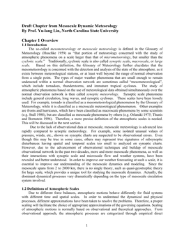 Mesoscale Dynamic Meteorology, Yu-Lang Lin, Draft Chapter 1