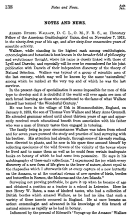 Alfred Russel Wallace Obituary